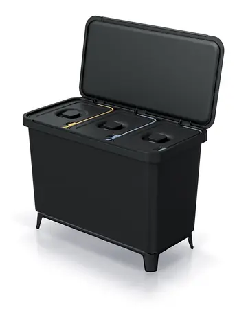 Prosperplast SYSTEMA 3 x 10 l schwarz / Abfallbehälter 
