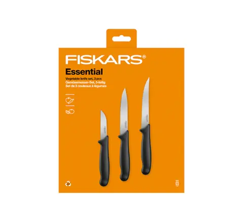 Fiskars 1065584 Essential Set mit 3 Gemüsemessern