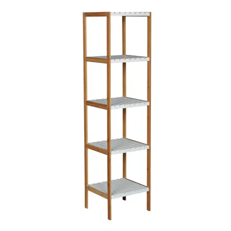MSV REGIE Bambusregal - 5 Böden weiß / MDF / 85 cm