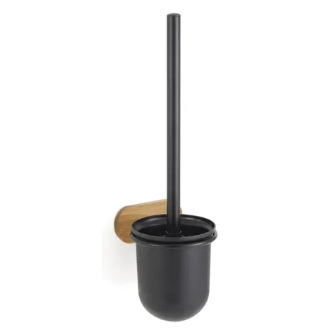 MSV YONO WC-Wandbürste mit Stahlbehälter schwarz/bambus