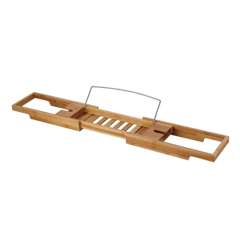 MSV Badewannenablage aus Bambus mit verstellbarer Länge / 70 cm - 91,5 cm