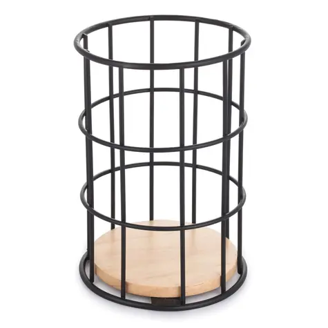 MSV ELIE Besteckständer mattschwarz / Stahl / Holz