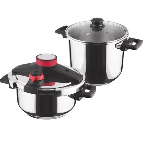 Lamart Dampfdruckkochtopf-Set 4+7L Silber/Edelstahl