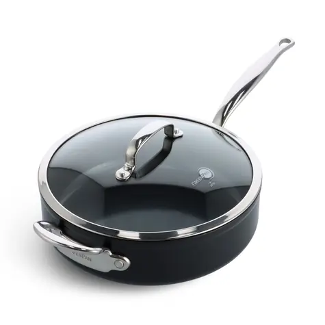 GreenPan Antihaft-Keramik-Bratpfanne mit Glasdeckel Barcelona Pro 28 cm schwarz