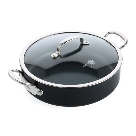GreenPan Kasserolle mit Antihaft-Keramikbeschichtung und Deckel Barcelona Pro 30 cm schwarz