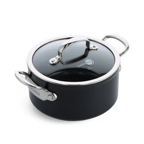 GreenPan Topf mit antihaftbeschichteter Keramik und Deckel Barcelona Pro 20 cm schwarz