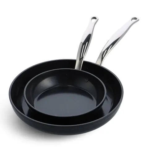 GreenPan Set aus 2 antihaftbeschichteten Keramikpfannen Barcelona Pro 20 cm + 28 cm schwarz