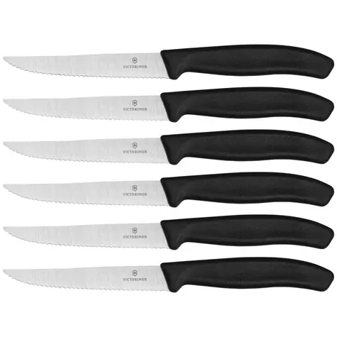 VICTORINOX Swiss Classic 6er Set Steakmesser schwarz / gezahnte Klinge / Klingenlänge 11 cm