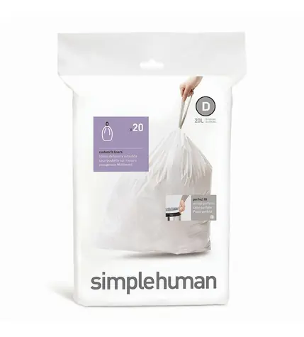 Simplehuman Müllbeutel 20 L Typ D / einziehbar / 20 Stück in einer Packung