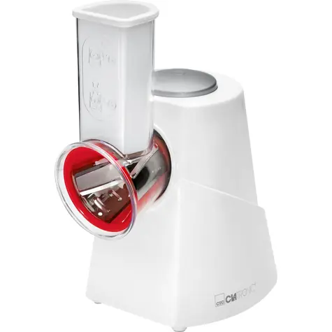 Clatronic ME 3604 / Elektrische Reibe / 150 W / 5 Aufsätze / 60 mm Einfüllloch / Weiß