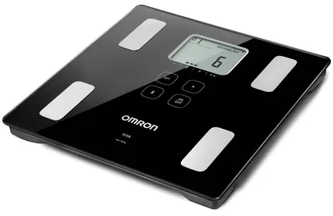 Omron Viva BF-222T schwarz / Personenwaage mit Körperanalysefunktion / Bluetooth / Android & iOS / Tragkraft 150 kg