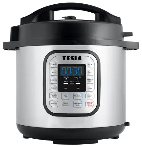 TESLA EliteCook K70 silber-schwarz / Multifunktionaler elektrischer Schnellkochtopf 10 in 1 / Volumen 6 Liter / Leistung 1000 W / Tschechische Republik