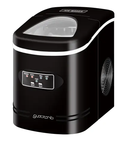 Guzzanti GZ 122 schwarz / Eismaschine / 100W / Wassertank | Eis: 2,2 L | 0,7 kg / 12kg Würfel - 24 Stunden 