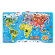 JANOD Magnetische Weltkarte auf Englisch / Wandkarte / 92 Teile / ab 5 Jahren