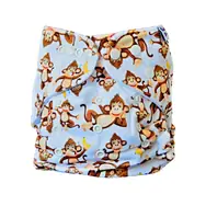 GaGa's Stoffwindel AIO Braun Minky Monkey