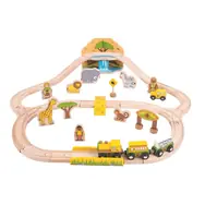 Bigjigs Rail Holz-Safari-Eisenbahn-Set / 38 Teile / ab 3 Jahren