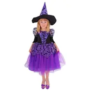 Rappa Kinderhexenkostüm - Halloween (M) lila / 5-8 Jahre (113-128 cm)