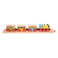 Bigjigs Rail Güterzug mit Gemüse + 3 Gleisen / ab 3 Jahren