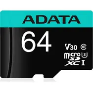 ADATA Micro SDXC 64 GB + SD-Adapter / V30 / U3 / Klasse 10 / R: 100 MB/s / W: 80 MB/s