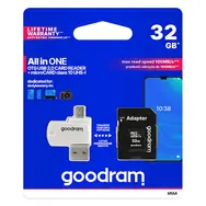 Goodram All-In-One microSDHC 32 GB + Adapter / Klasse 10 / UHS-I / R: 100 MB / W: 10 MB