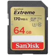 SanDisk Extreme SDXC 64 GB / Klasse 10 / Lesen/Schreiben 170/80 MB/s / geeignet für 4K