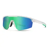 VeyRey Sports polarisierte Sonnenbrille, Monoal weißer Rahmen, grüne Gläser
