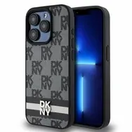 DKNY PU-Leder-Rückseite mit Karomuster und Streifen für Apple iPhone 14 Pro Max, Schwarz