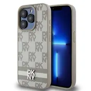 DKNY PU-Leder-Rückseite mit Karomuster und Streifen für Apple iPhone 14 Pro Max Beige