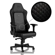 noblechairs HERO Real Leather schwarz / Gaming-Stuhl / Echtleder / verstellbar / rollende Rollen / Belastbarkeit 150 kg 
