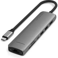 Ausgepackt - Satechi 7in1 USB-C Slim Multiport grau / Adapter / USB-C / 2x USB-A / HDMI / RJ45 / microSD / SD / PD 100 W / ausgepackt