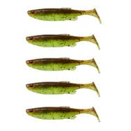 Savage Gear Gummiköder Fat Minnow T-Tail 10,5 cm 11 g Chartreuse Pumpkin 5 Stück