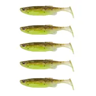 Savage Gear Gummiköder Fat Minnow T-Tail 13 cm 20 g Grün Perlgelb 5 Stück