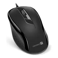 Connect IT CMO-1200 schwarz / Optische Maus / 1000DPI / 3 Tasten / USB / 1,8m