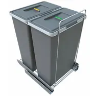 Elletipi ECOFIL 2x35 L Eingebauter versenkbarer Abfallbehälter mit Rahmen grau / mit Deckel / 38,7 x 62 x 46,8 cm