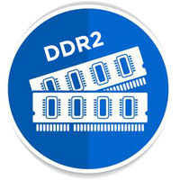 Blaues DDR2-Speicher-Symbol mit zwei Arbeitsspeichermodulen (RAM)