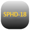 Symbol mit der Bezeichnung SPHD-18 – oranger Text auf dunkelgrauem abgerundetem Etikett