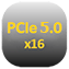 Symbol der PCIe-5.0-x16-Schnittstelle für Grafik- und Erweiterungskarten