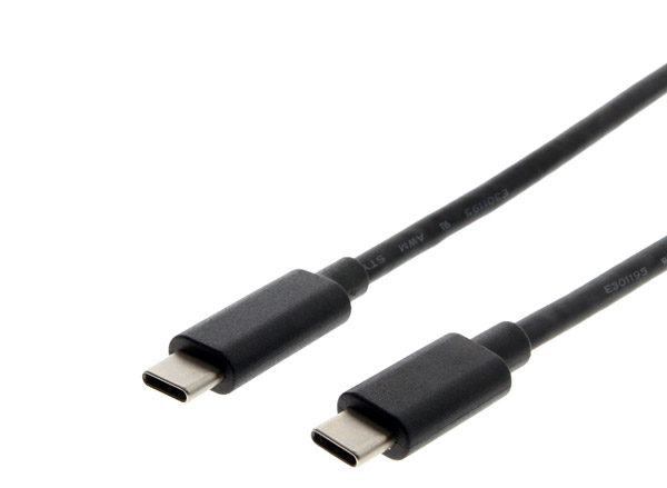 Schwarzes USB-C-auf-USB-C-Kabel mit zwei Type-C-Steckern, Standard USB 3.1