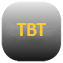 Symbol mit goldener TBT-Aufschrift auf schwarzer abgerundeter Schaltfläche, Produkttechnologie-Kennzeichnung