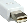 Mini-DisplayPort-Stecker, weißer Adapter mit vergoldetem Metallstecker