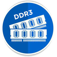 Blaues rundes Symbol mit zwei RAM-Speichermodulen und der Beschriftung DDR3