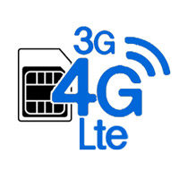 Symbol einer SIM-Karte mit Unterstützung für Mobilfunknetze 3G, 4G und LTE