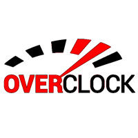 Overclock-Logo mit Tachometer-Symbol – Unterstützung für Übertaktung von Prozessor oder Mainboard