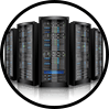 Server-Icon – Rack-Server mit blauer Beleuchtung, Verwendungszweck Server