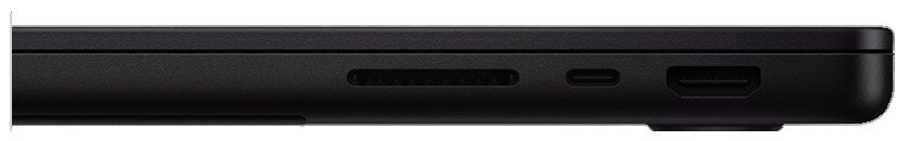 Pravá strana 14palcového MacBooku Pro - slot SDXC, port Thunderbolt 5 a HDMI