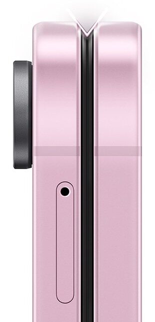Detail okraje Galaxy Z Flip8 s rozšířeným vnitřním rámečkem