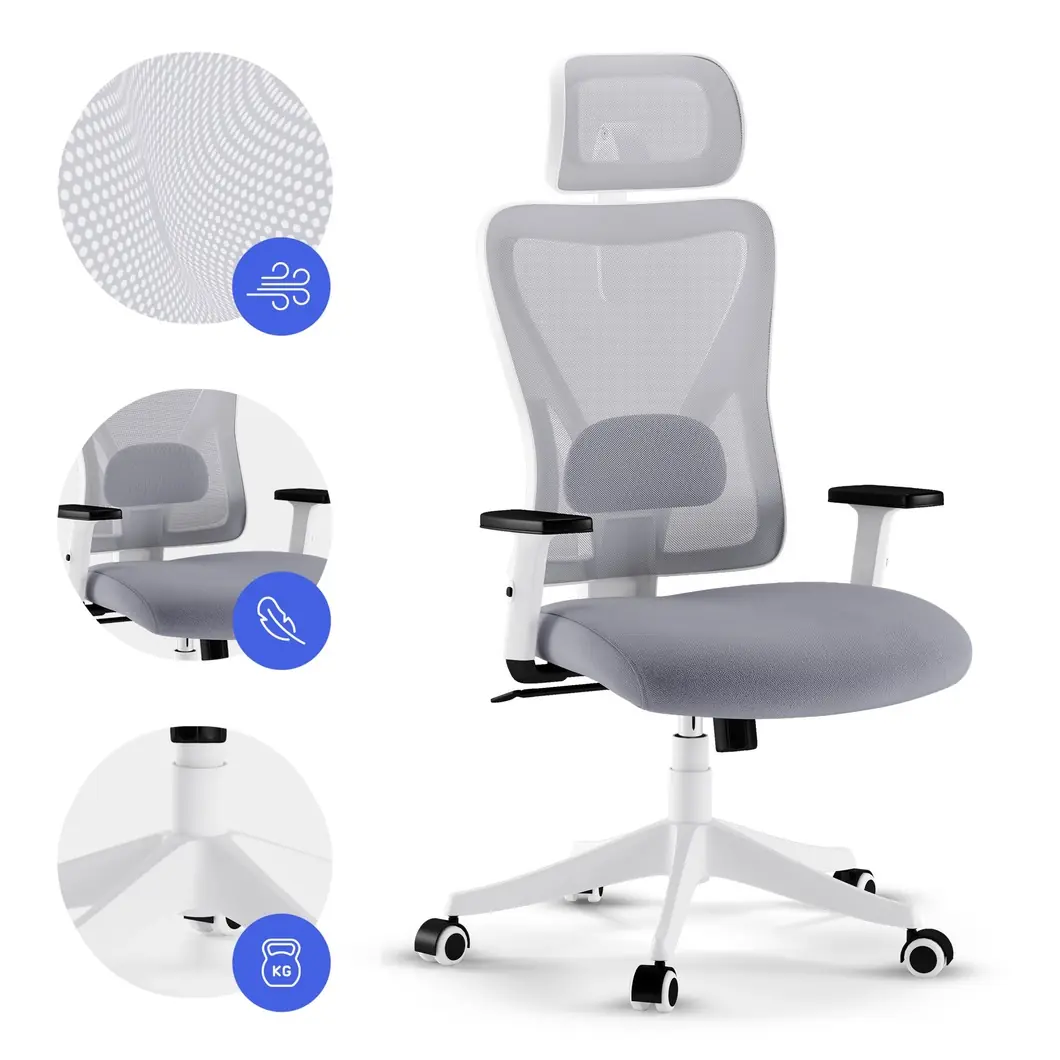 SENSE7 Tone bílo-šedá - kancelářská židle se síťovaným opěradlem
