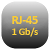 Netzwerkanschluss RJ-45 1 Gb/s Symbol für Netzwerkanschluss RJ-45 mit Übertragungsgeschwindigkeit 1 Gb/s
