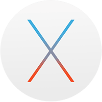 Logo des Betriebssystems Apple OS X – blaues und rotes X auf weißem Kreis