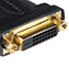 HDMI-auf-DVI-Adapter — schwarzer Stecker mit HDMI-Anschluss auf einer Seite und DVI-Anschluss auf der anderen